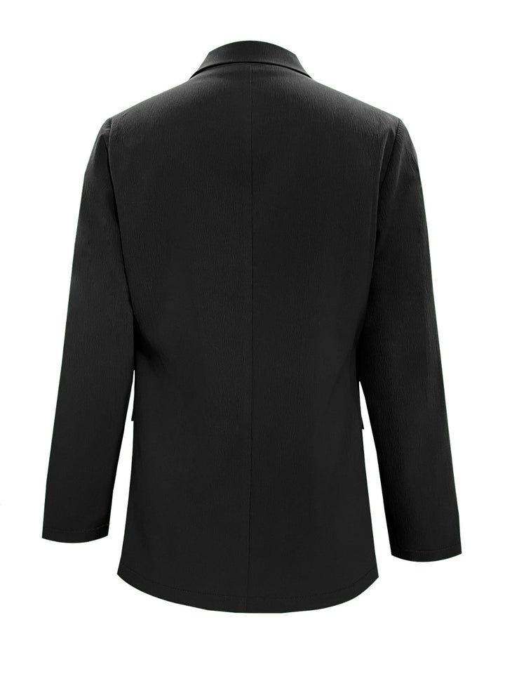 Women’s Lapel Collar Long Sleeve Blazer | Buttoned Polyester-Spandex Blazer (S-XL)