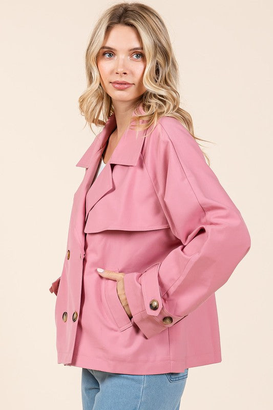 Women's Double-Breasted Long Sleeve Trench Coat | Stylish & Versatile