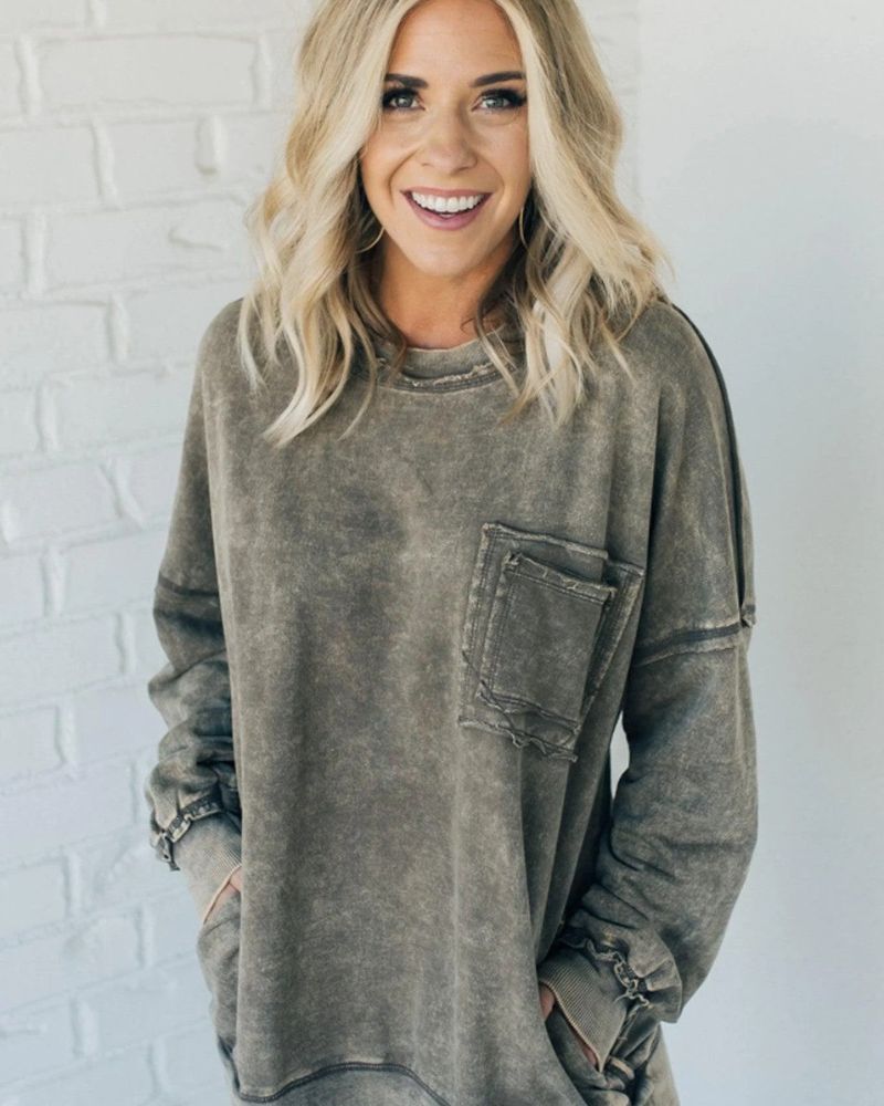 ARIEL French Terry Acid Wash Pullover – Cozy, Stylish, and Perfect for Every Day