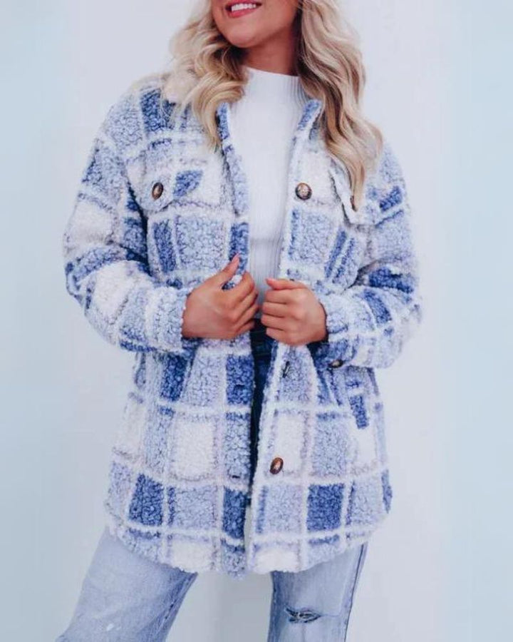 ELINARA Polar Fleece Plaid Jacket – Warm, Stylish, and Versatile