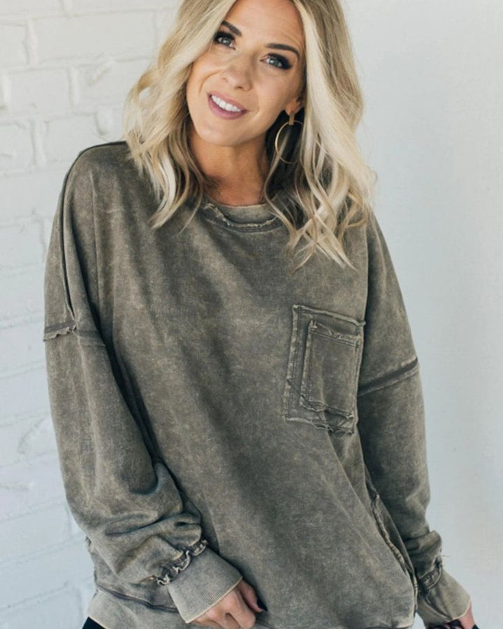 ARIEL French Terry Acid Wash Pullover – Cozy, Stylish, and Perfect for Every Day