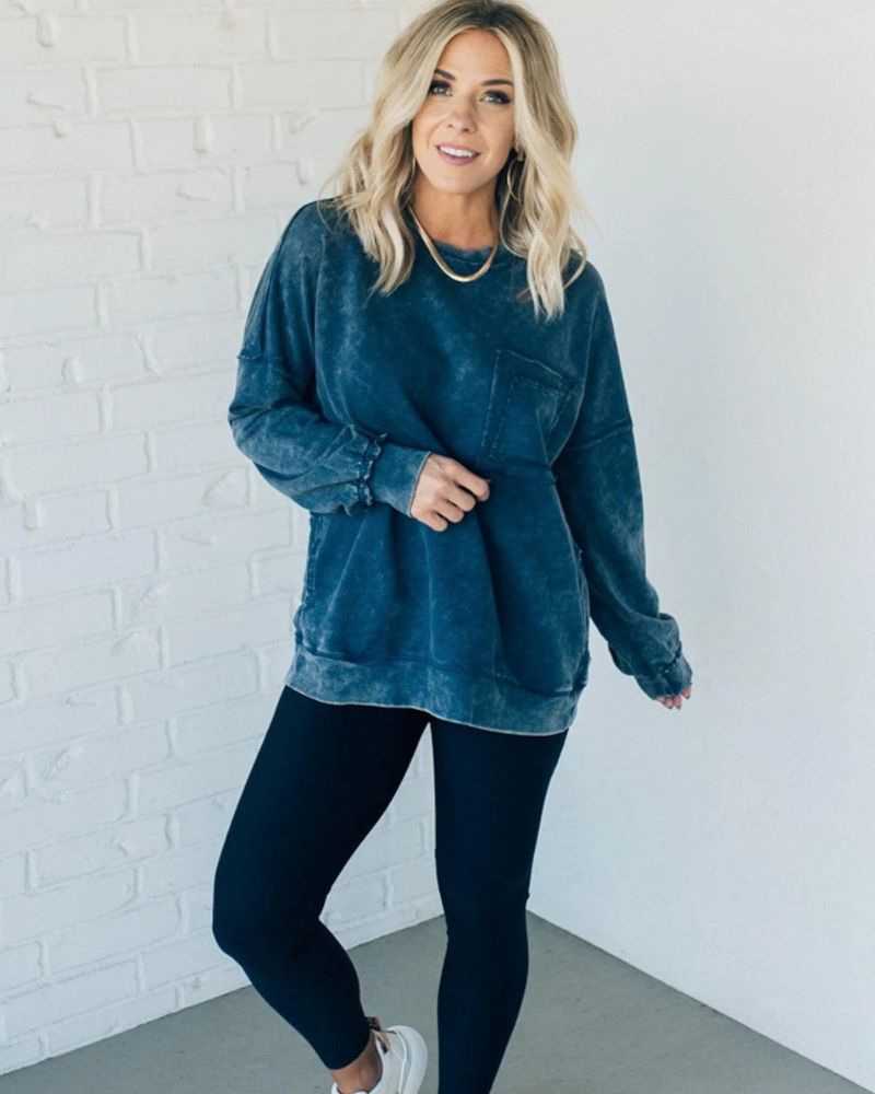 ARIEL French Terry Acid Wash Pullover – Cozy, Stylish, and Perfect for Every Day