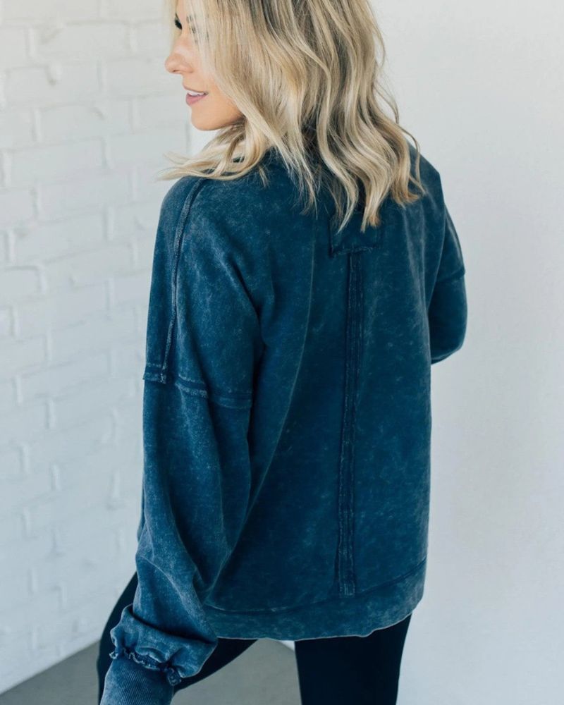 ARIEL French Terry Acid Wash Pullover – Cozy, Stylish, and Perfect for Every Day