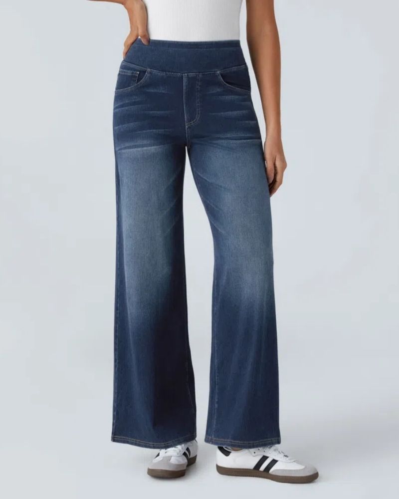 BAMIA - Super Stretch High-Waisted Wide Leg Jeans for Comfort & Style