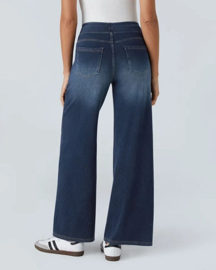 BAMIA - Super Stretch High-Waisted Wide Leg Jeans for Comfort & Style