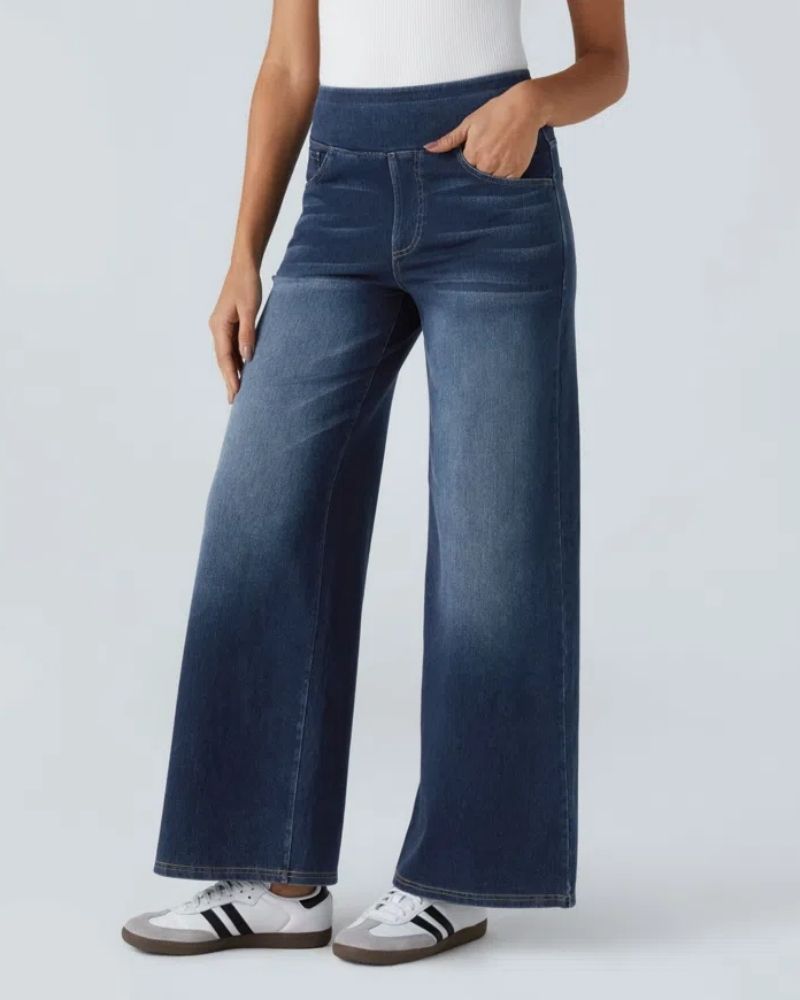 BAMIA - Super Stretch High-Waisted Wide Leg Jeans for Comfort & Style