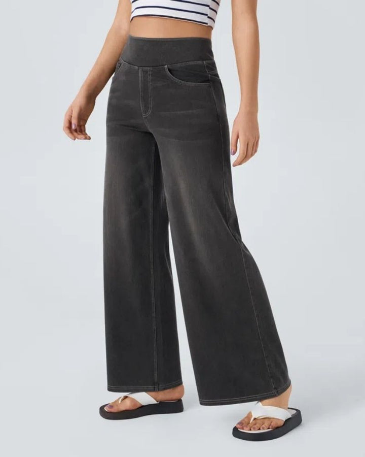 BAMIA - Super Stretch High-Waisted Wide Leg Jeans for Comfort & Style