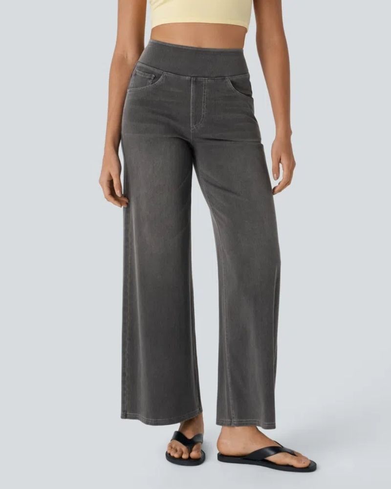 BAMIA - Super Stretch High-Waisted Wide Leg Jeans for Comfort & Style