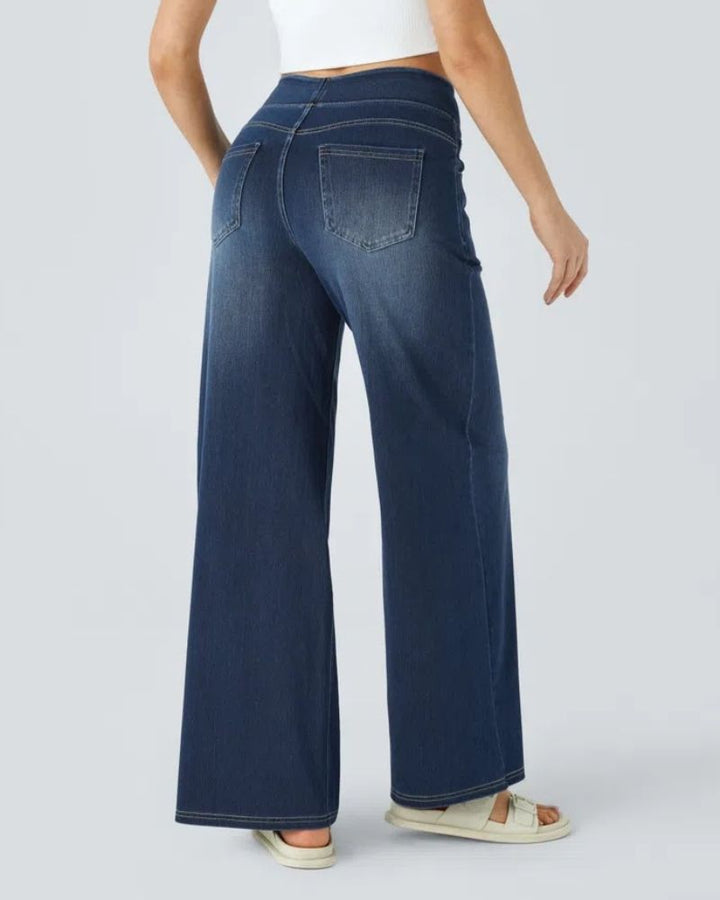 BAMIA - Super Stretch High-Waisted Wide Leg Jeans for Comfort & Style