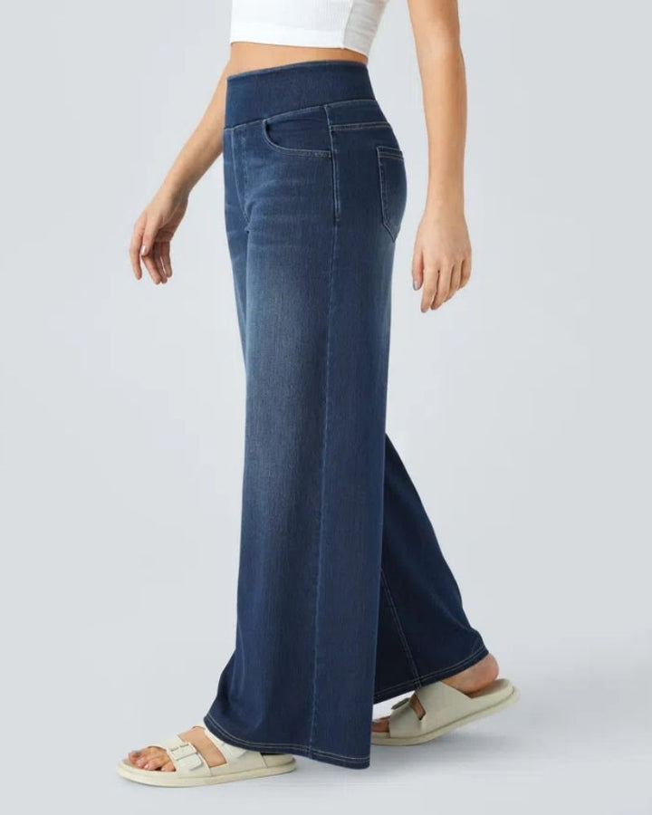 BAMIA - Super Stretch High-Waisted Wide Leg Jeans for Comfort & Style