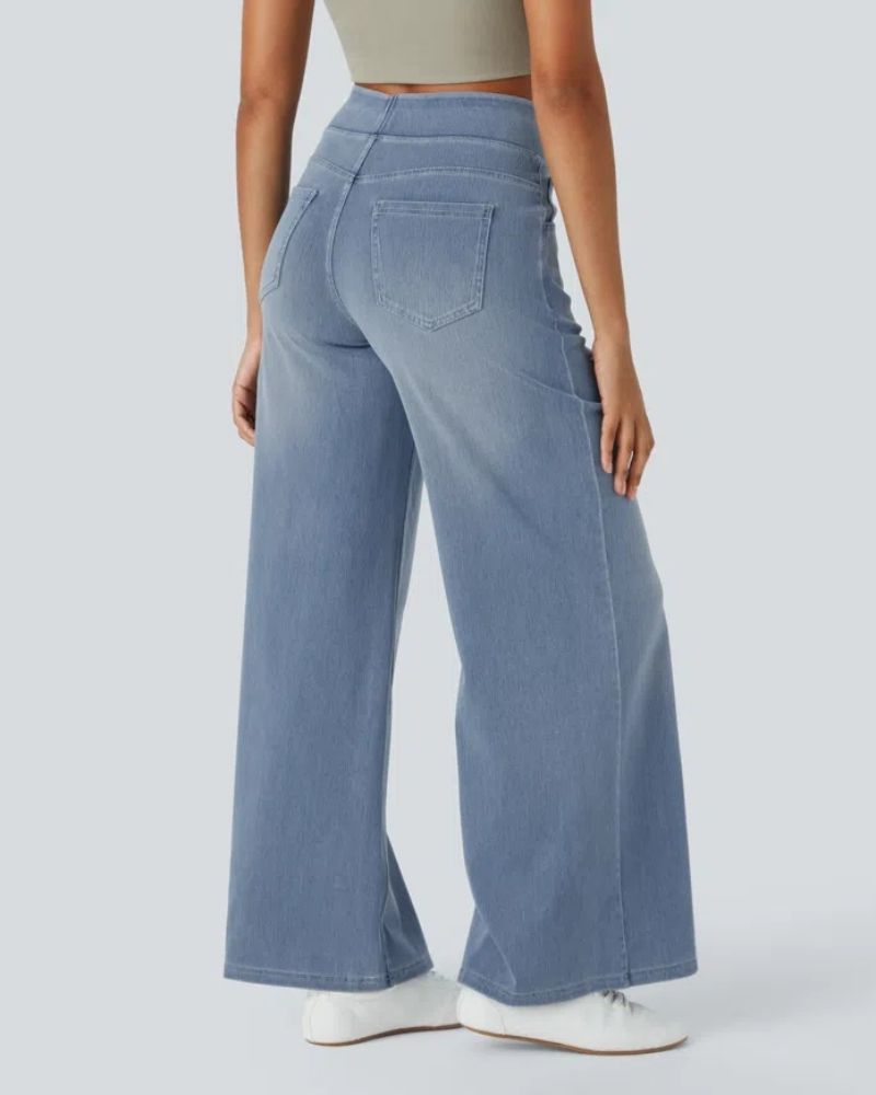 BAMIA - Super Stretch High-Waisted Wide Leg Jeans for Comfort & Style