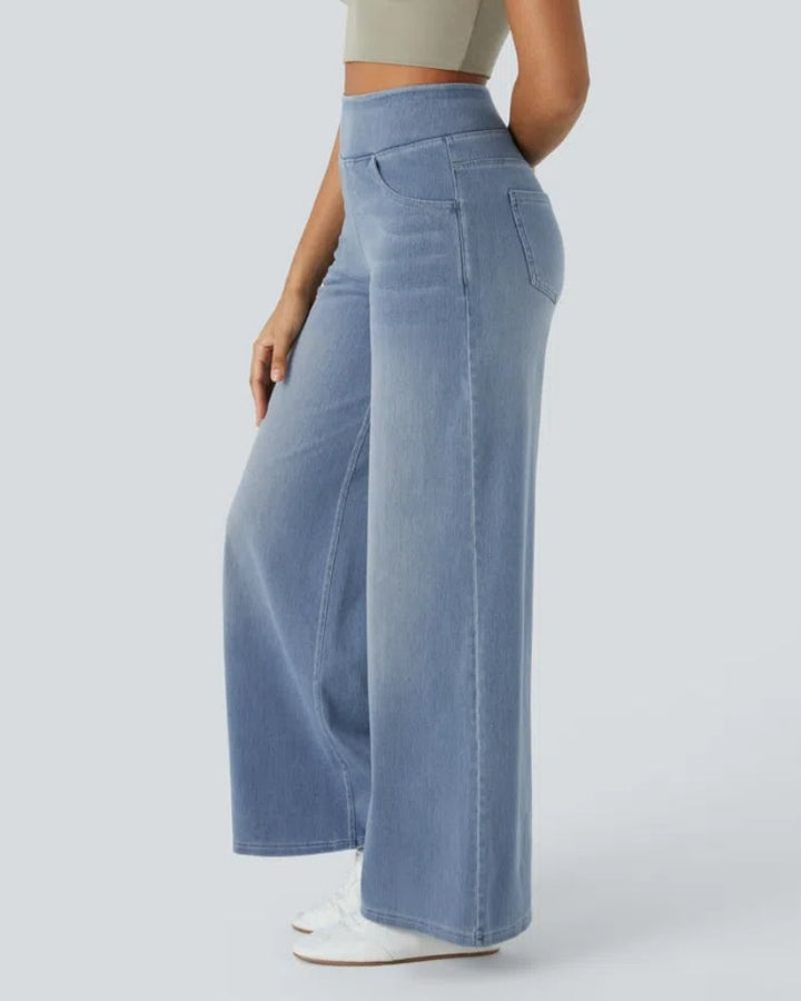 BAMIA - Super Stretch High-Waisted Wide Leg Jeans for Comfort & Style