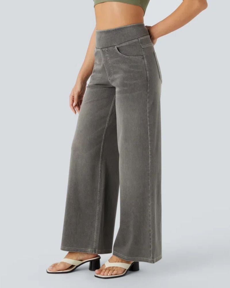 BAMIA - Super Stretch High-Waisted Wide Leg Jeans for Comfort & Style