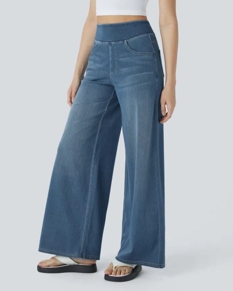 BAMIA - Super Stretch High-Waisted Wide Leg Jeans for Comfort & Style