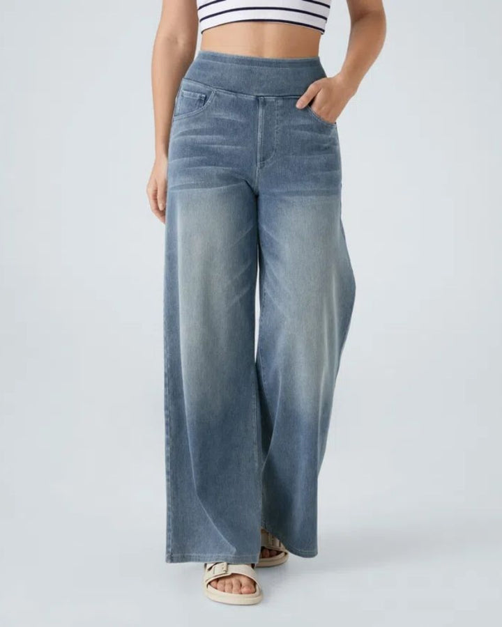 BAMIA - Super Stretch High-Waisted Wide Leg Jeans for Comfort & Style