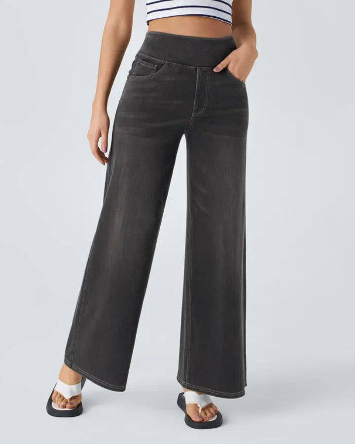 BAMIA - Super Stretch High-Waisted Wide Leg Jeans for Comfort & Style