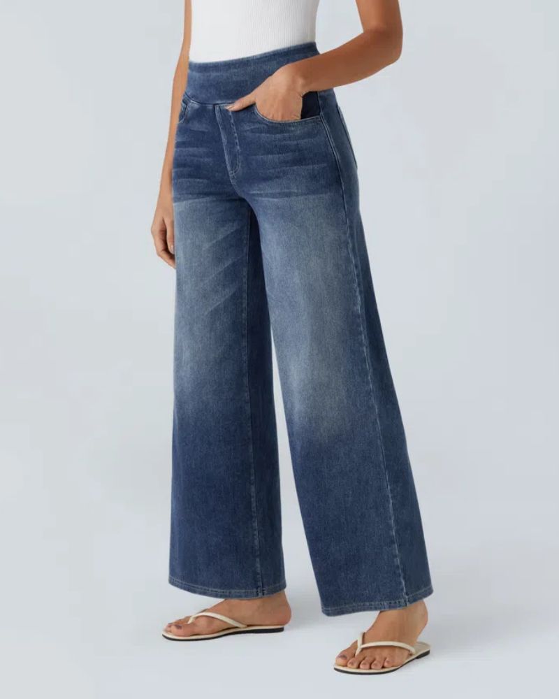 BAMIA - Super Stretch High-Waisted Wide Leg Jeans for Comfort & Style