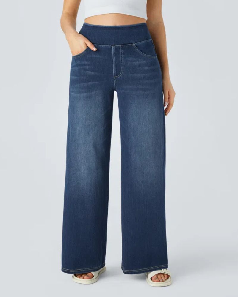 BAMIA - Super Stretch High-Waisted Wide Leg Jeans for Comfort & Style