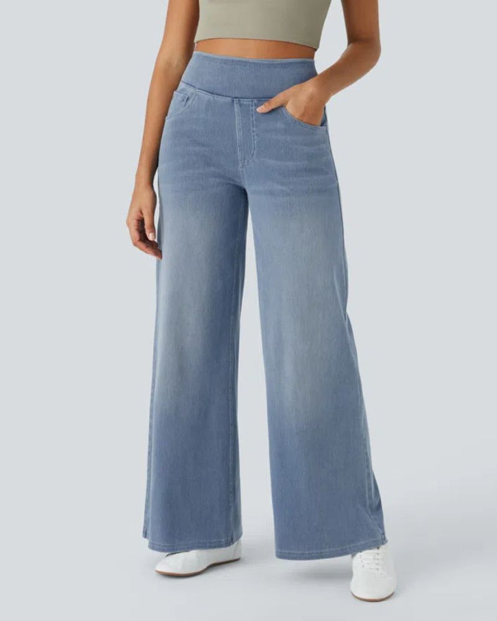 BAMIA - Super Stretch High-Waisted Wide Leg Jeans for Comfort & Style