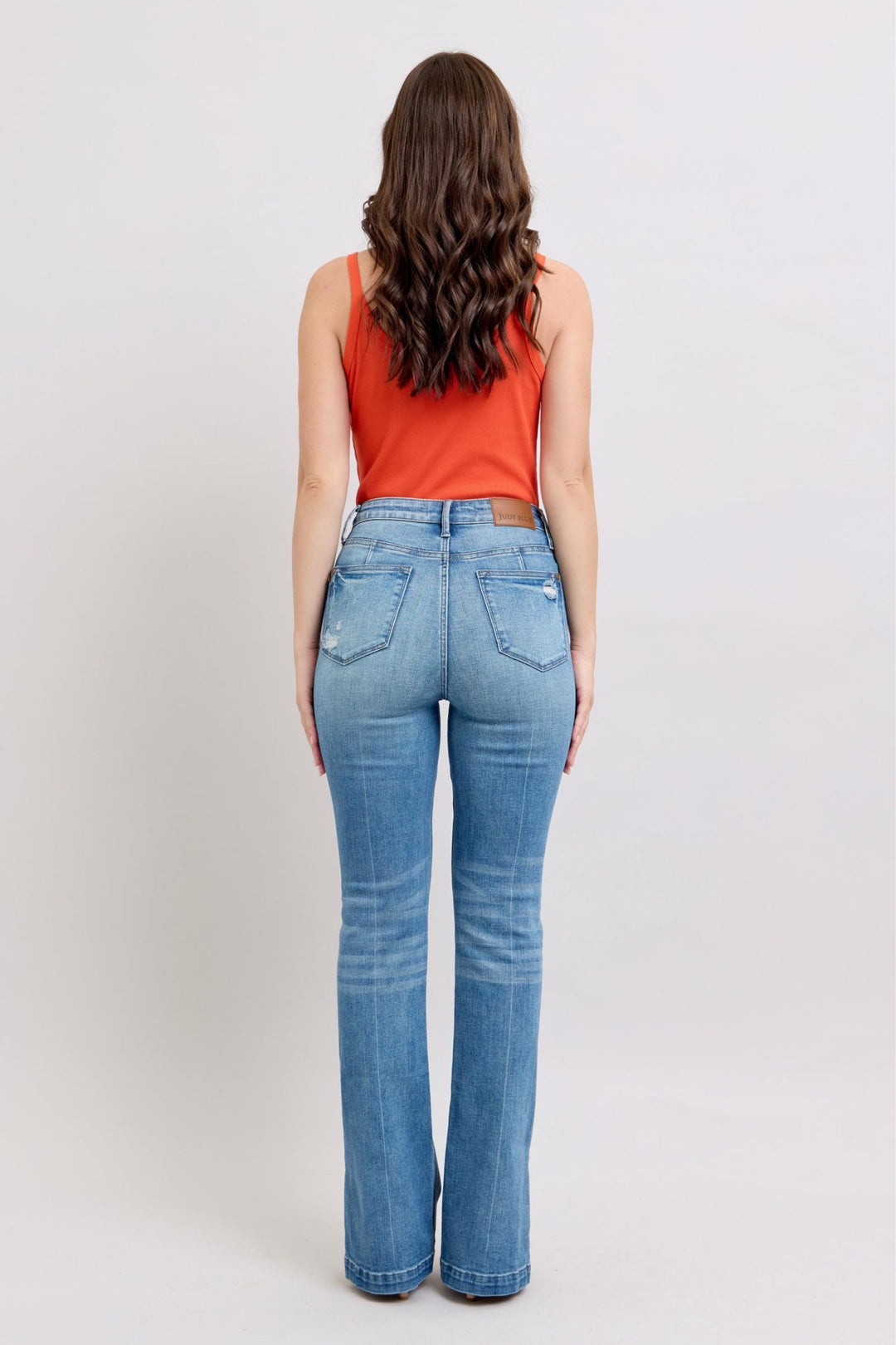 Judy Blue High-Waisted Tummy Control Vintage Wash Slim Bootcut Jeans with Side Slit