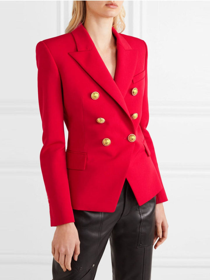 Women's Lapel Collar Long Sleeve Blazer | Buttoned, Lined, Comfortable Fit