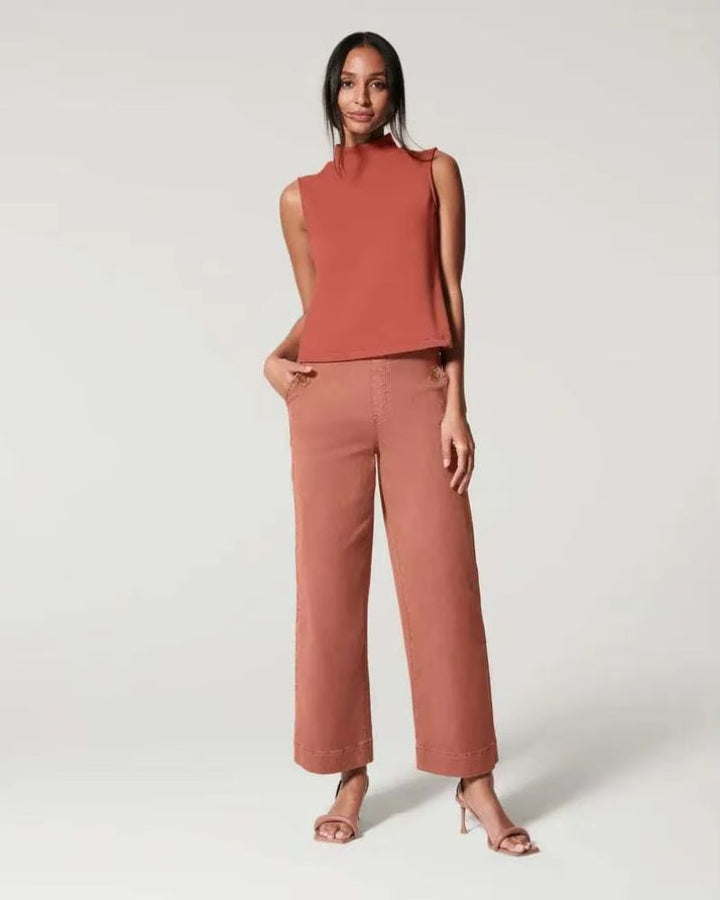 MAROA - Stretch Twill Cropped Wide Leg Pants for Chic Comfort