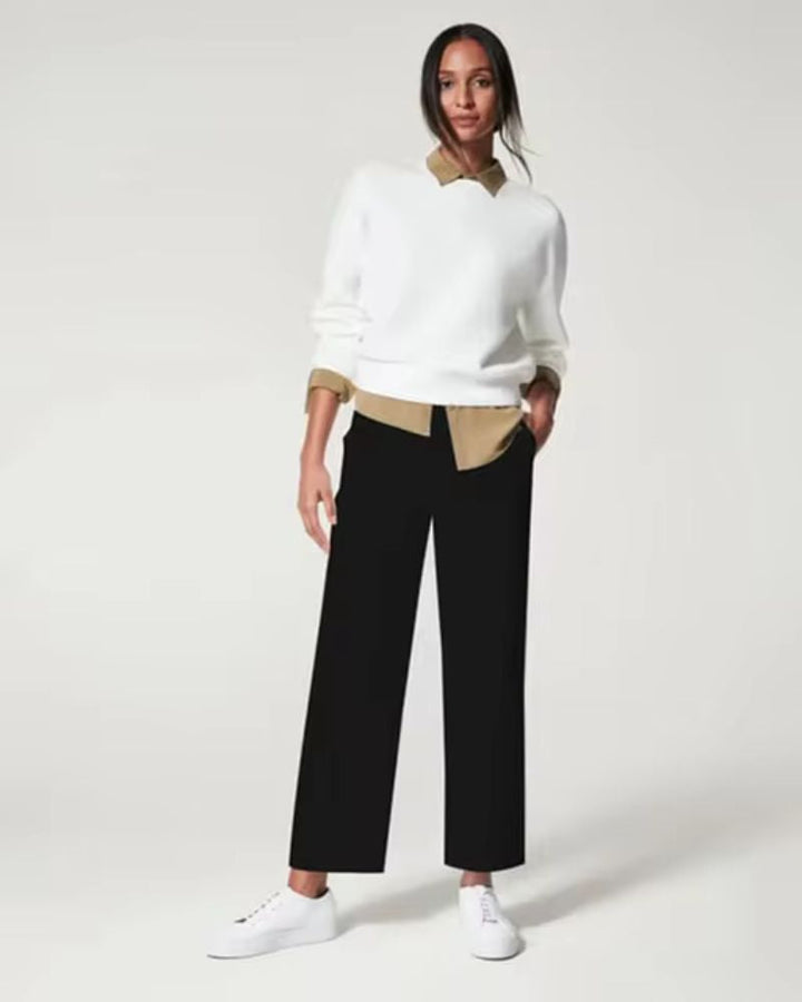 MAROA - Stretch Twill Cropped Wide Leg Pants for Chic Comfort