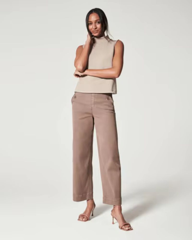 MAROA - Stretch Twill Cropped Wide Leg Pants for Chic Comfort