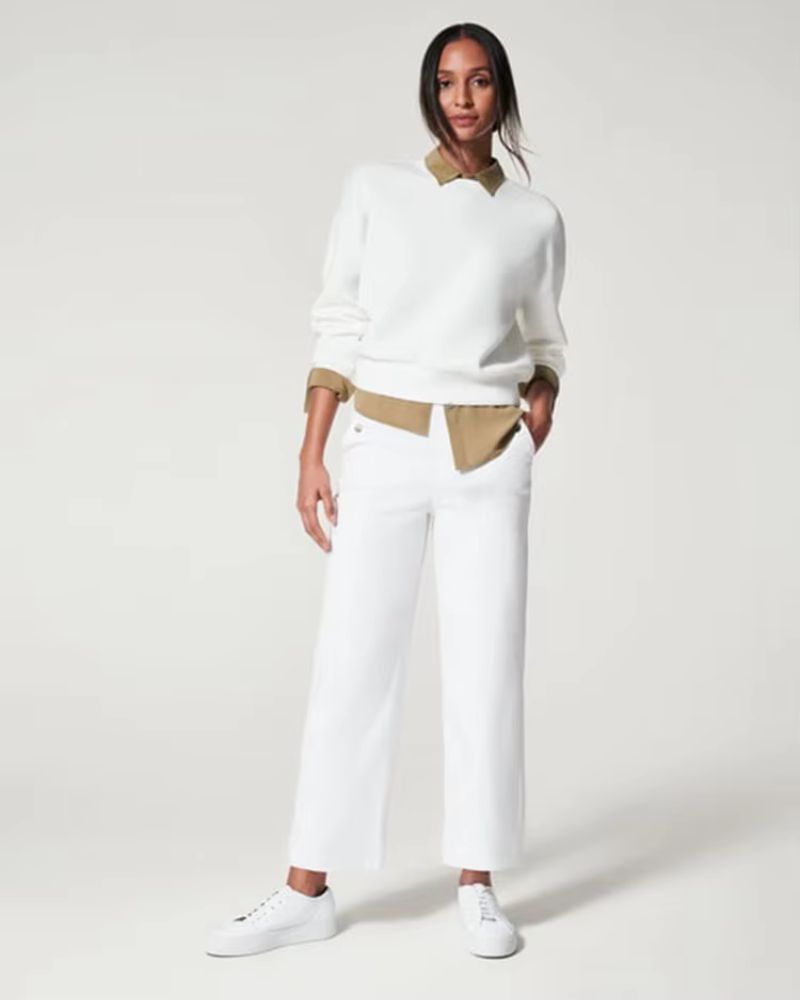 MAROA - Stretch Twill Cropped Wide Leg Pants for Chic Comfort