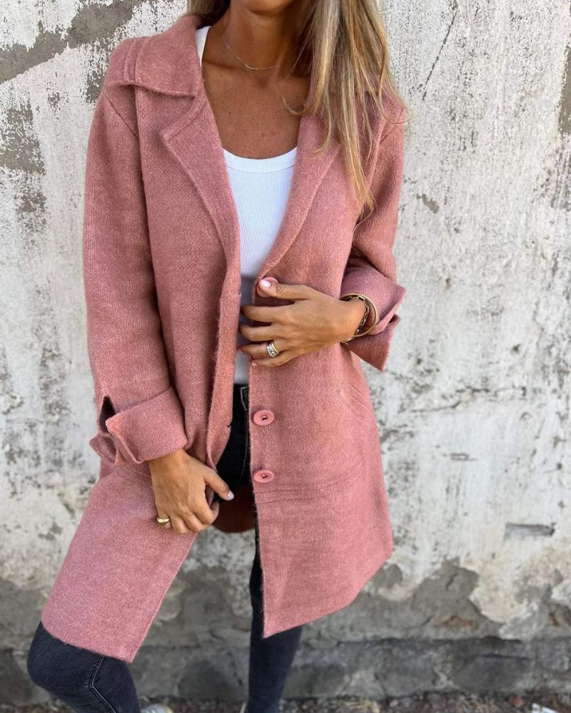 MAILA Casual Long Coat with Lapels – Effortless Style and Seasonal Versatility