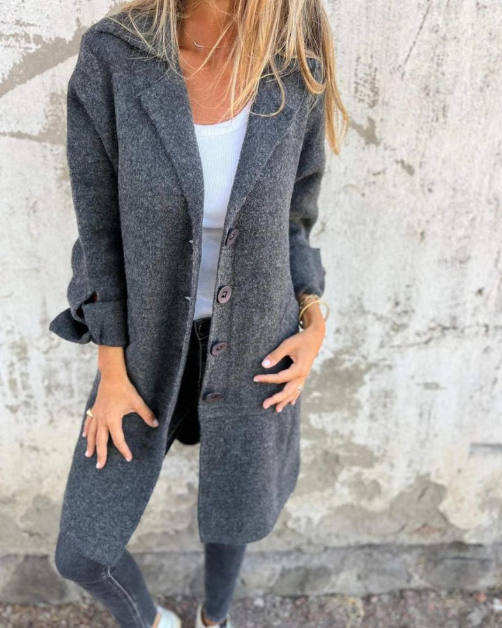 MAILA Casual Long Coat with Lapels – Effortless Style and Seasonal Versatility