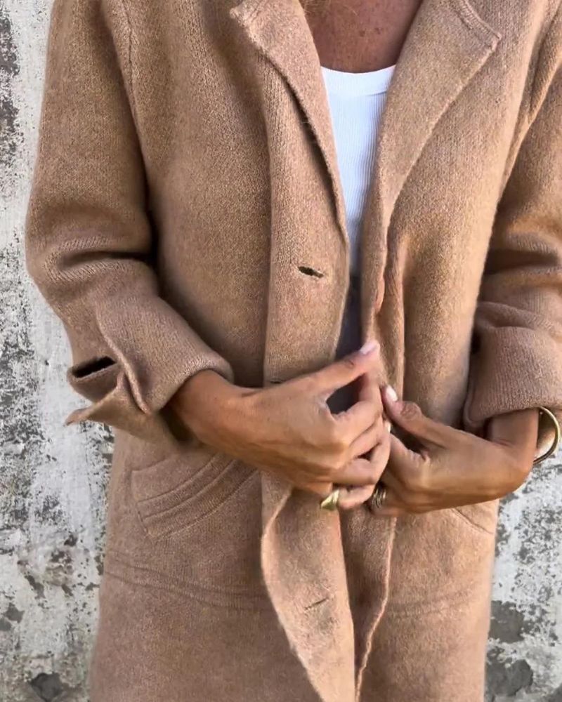 MAILA Casual Long Coat with Lapels – Effortless Style and Seasonal Versatility