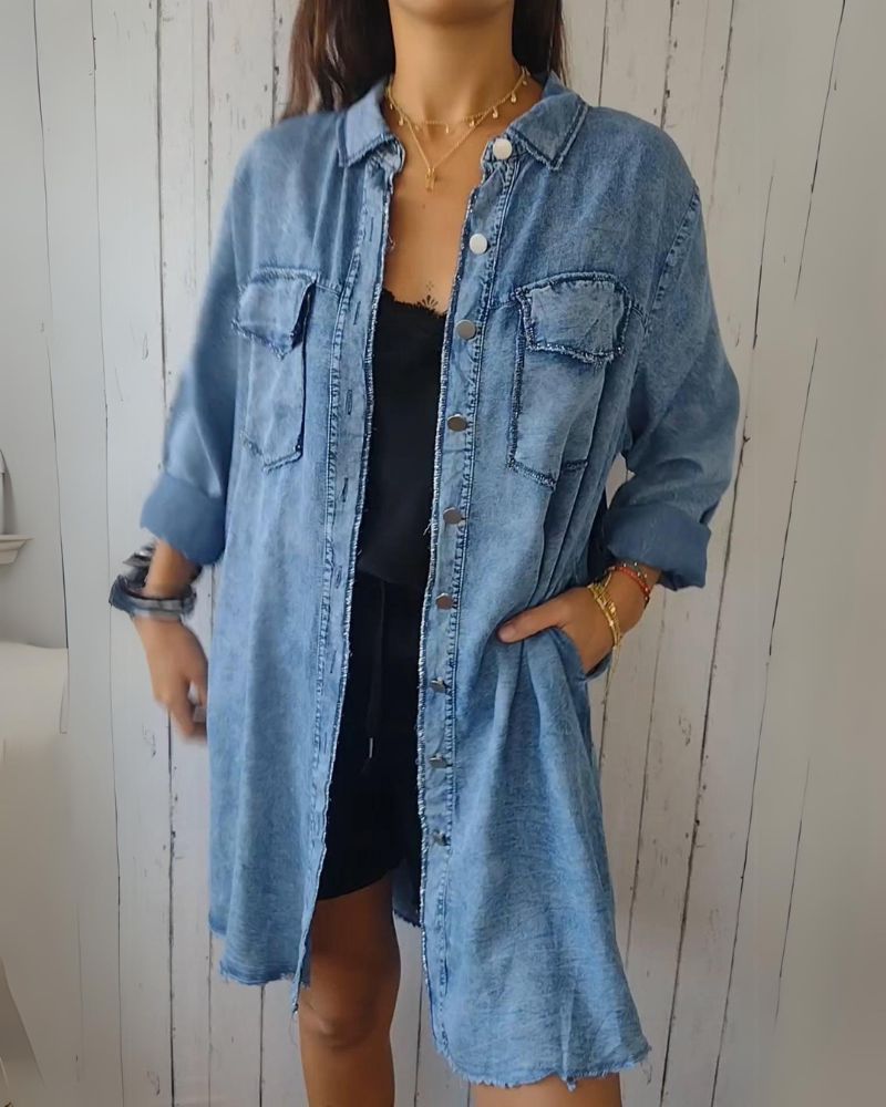 ELSSIA Comfortable Denim Shirt Jacket – Timeless Style Meets Modern Versatility