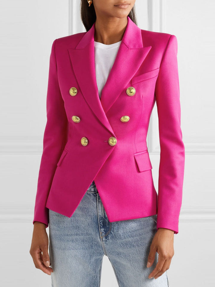 Women's Lapel Collar Long Sleeve Blazer | Buttoned, Lined, Comfortable Fit