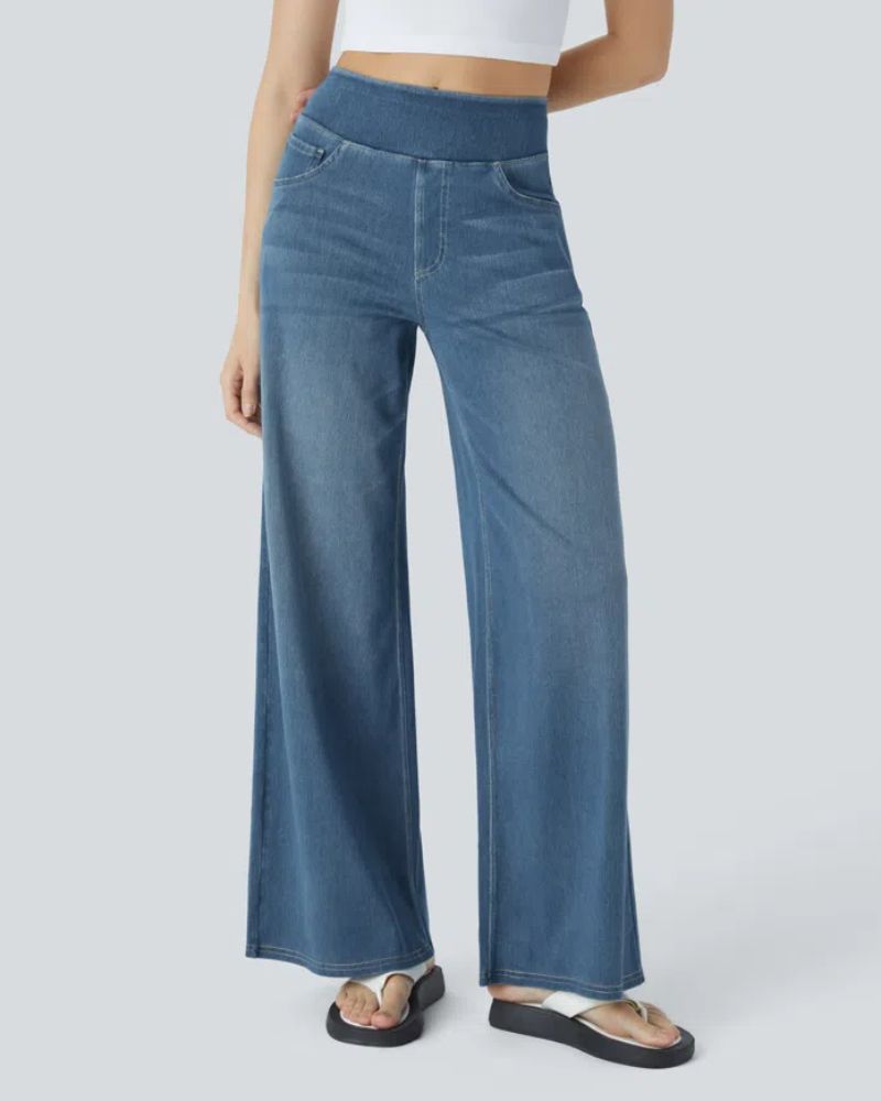 BAMIA - Super Stretch High-Waisted Wide Leg Jeans for Comfort & Style