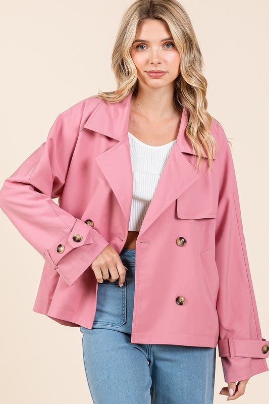 Women's Double-Breasted Long Sleeve Trench Coat | Stylish & Versatile