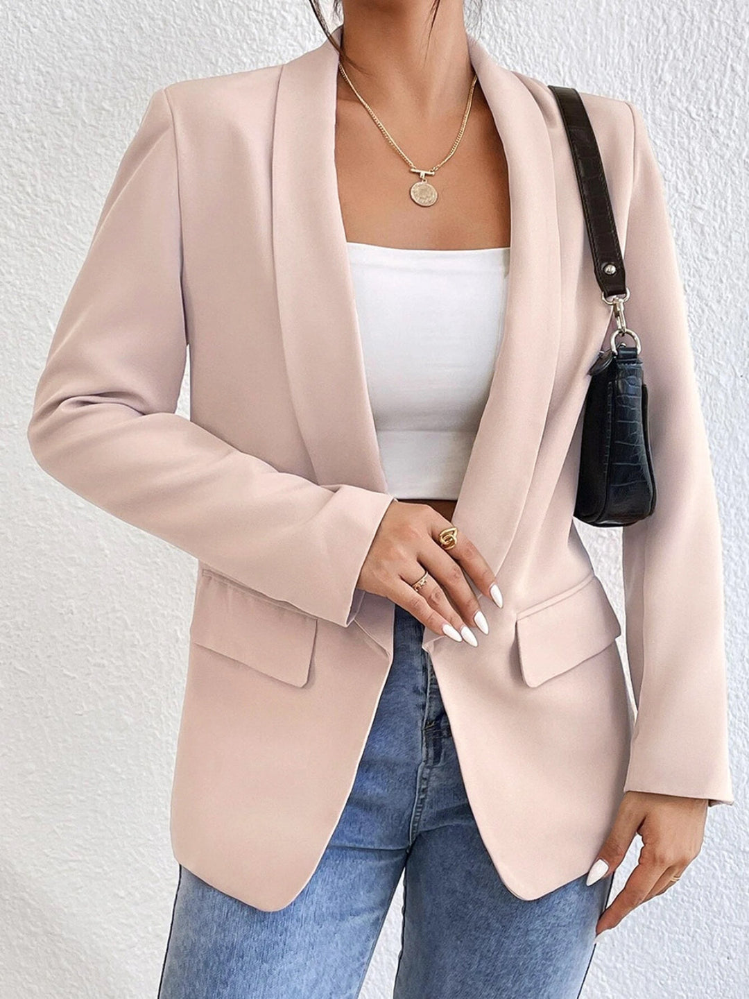 Women’s Shawl Collar Long Sleeve Blazer | Comfortable Polyester-Spandex Fit