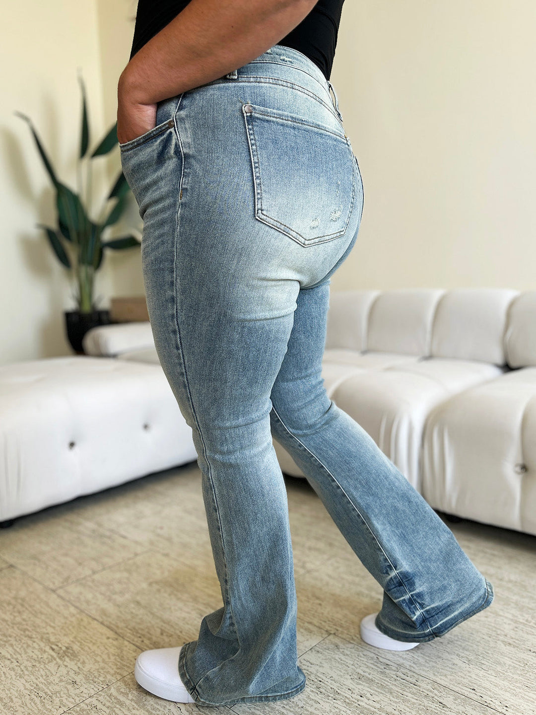 Judy Blue Mid-Rise Flare Jeans with Moderate Stretch