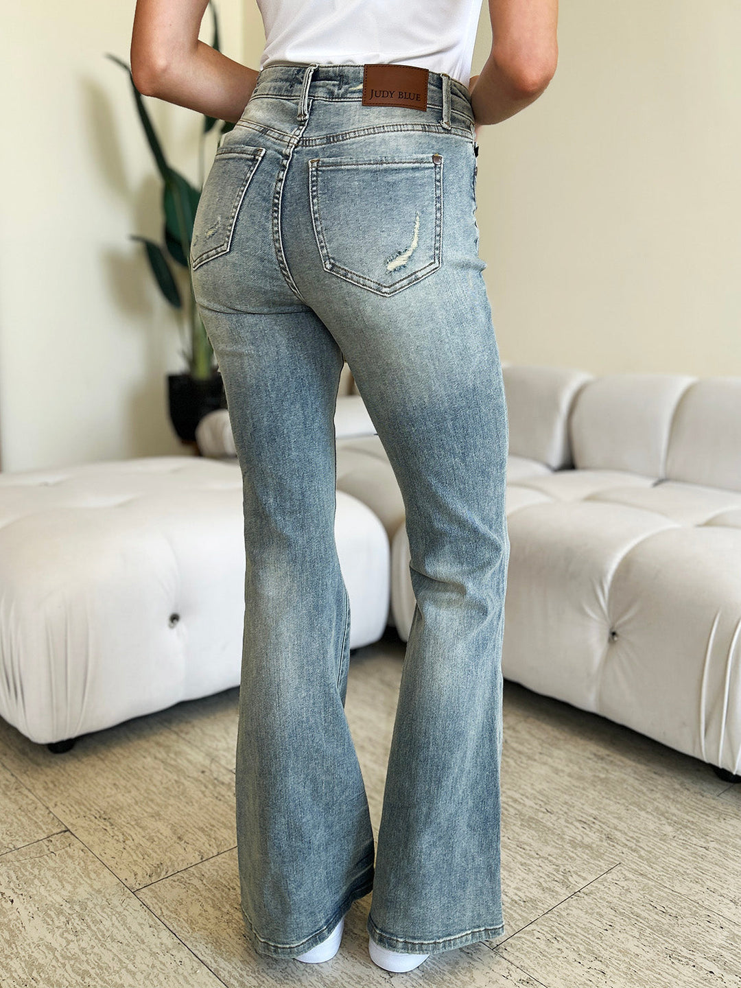 Judy Blue Mid-Rise Flare Jeans with Moderate Stretch