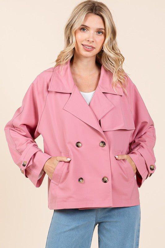 Women's Double-Breasted Long Sleeve Trench Coat | Stylish & Versatile